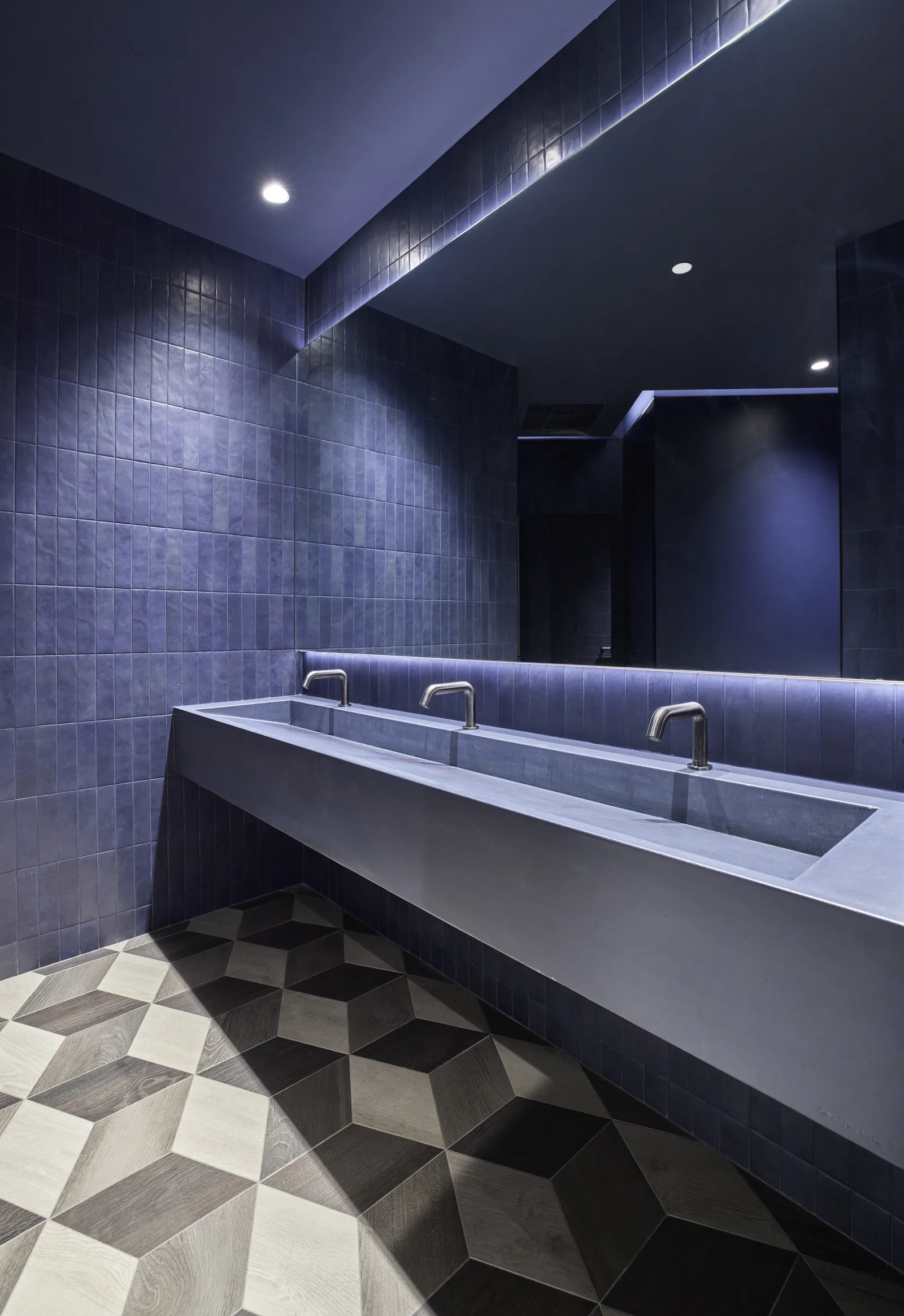 BLU Livingston restroom vanity tile installation