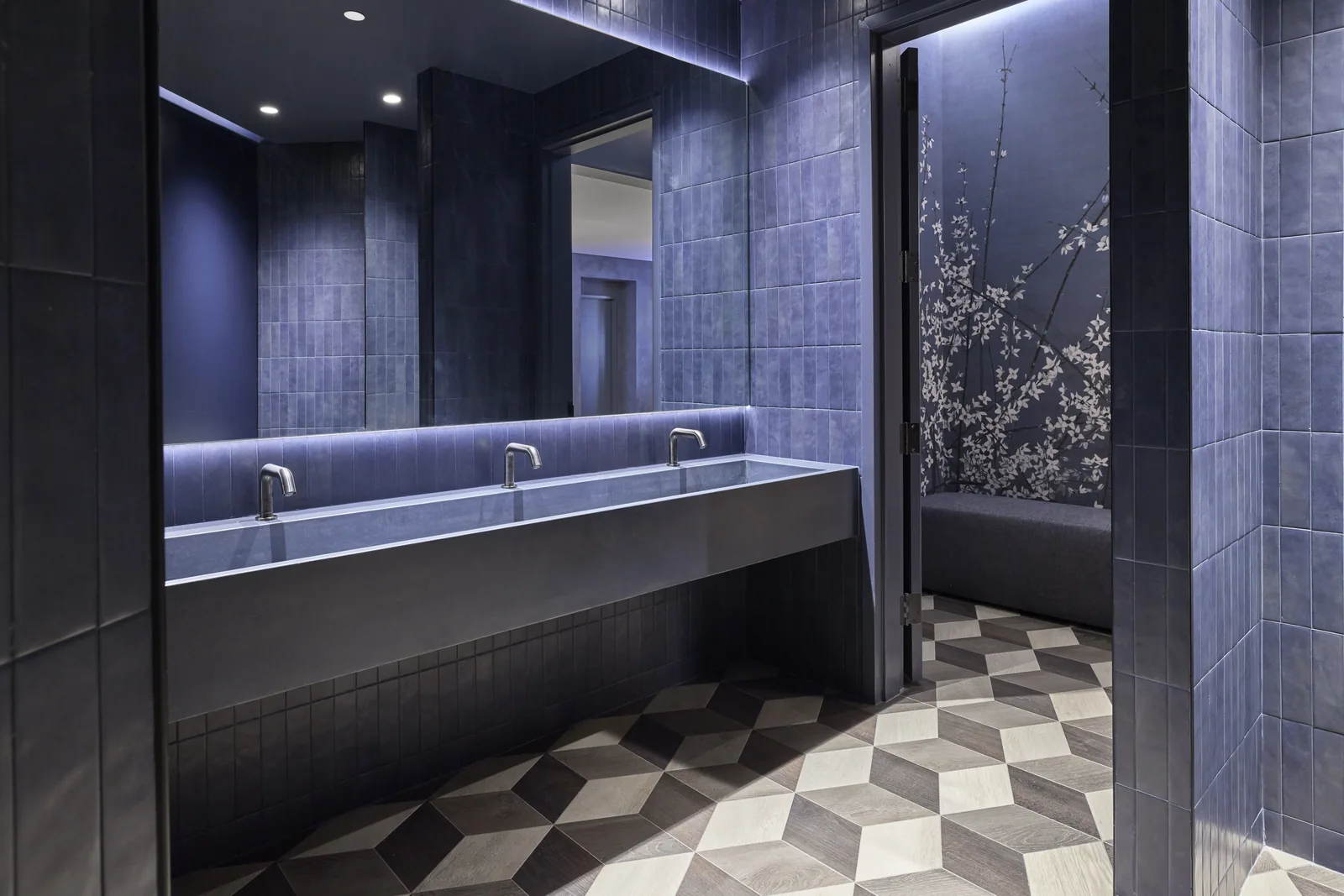 BLU Livingston restroom tile and floor installation