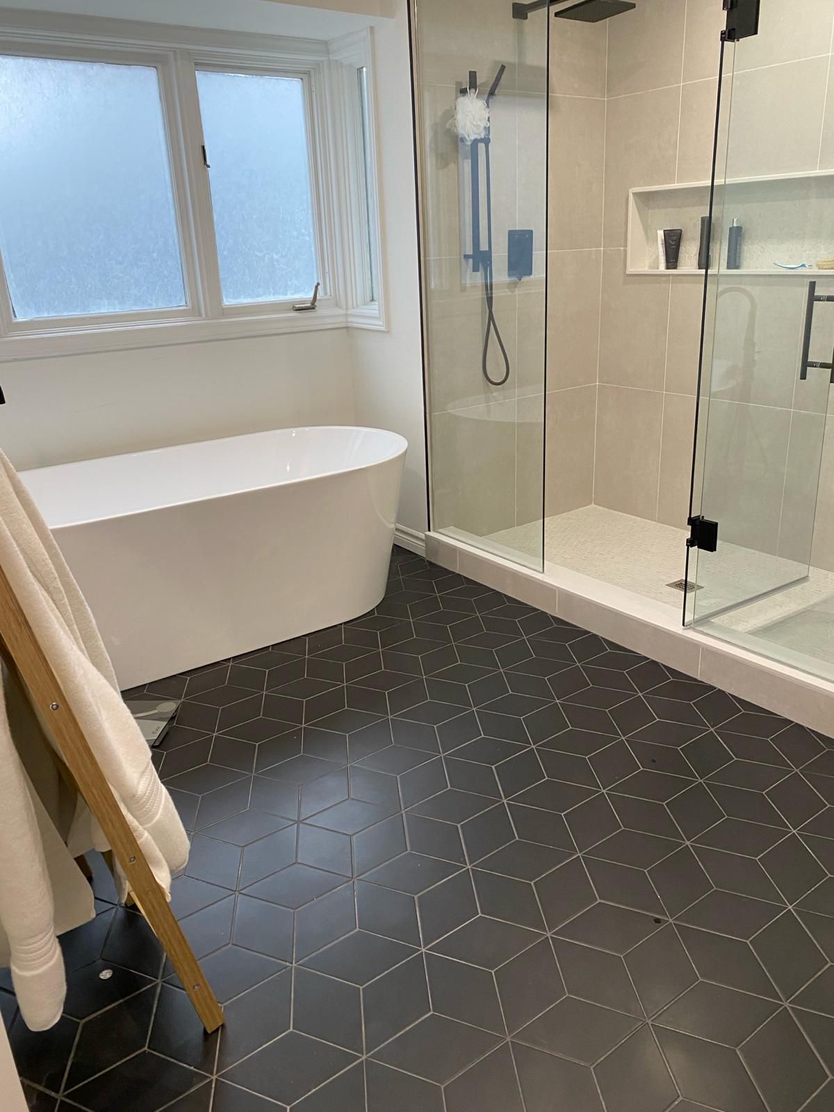 Residential bathroom tile floor and shower work