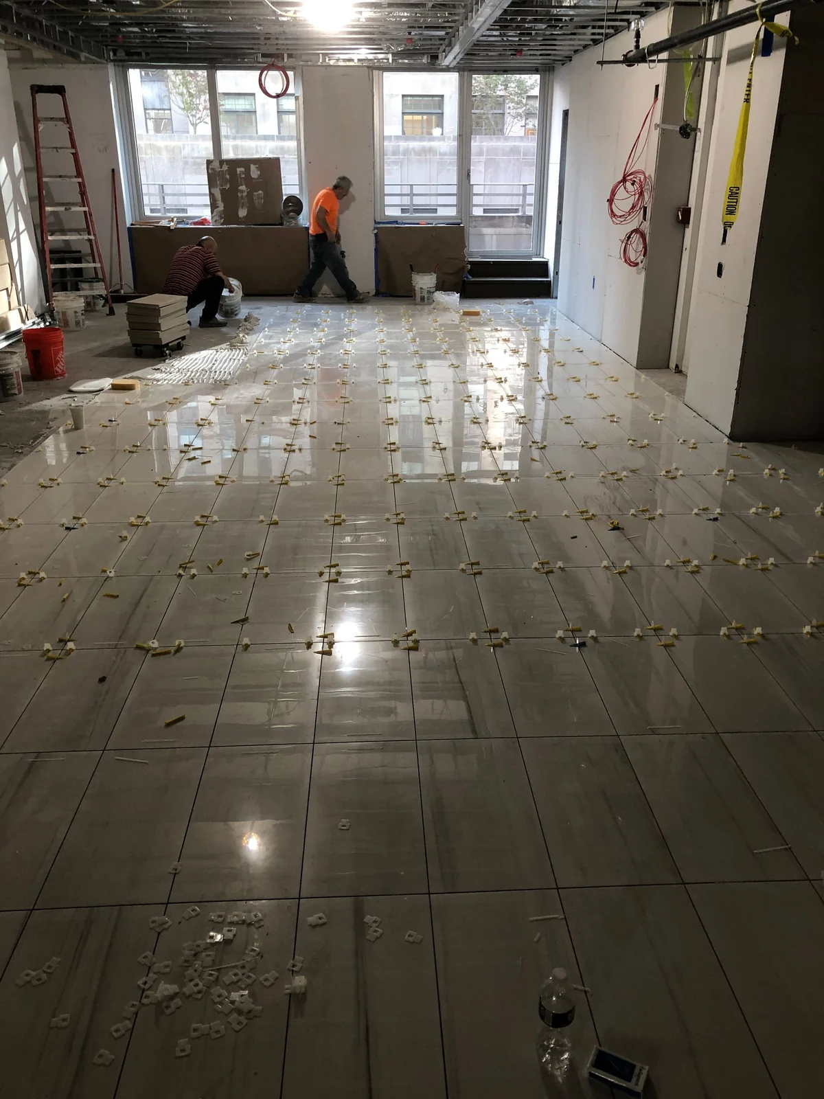 Commercial tile floor installation by MJ Stone and Tile