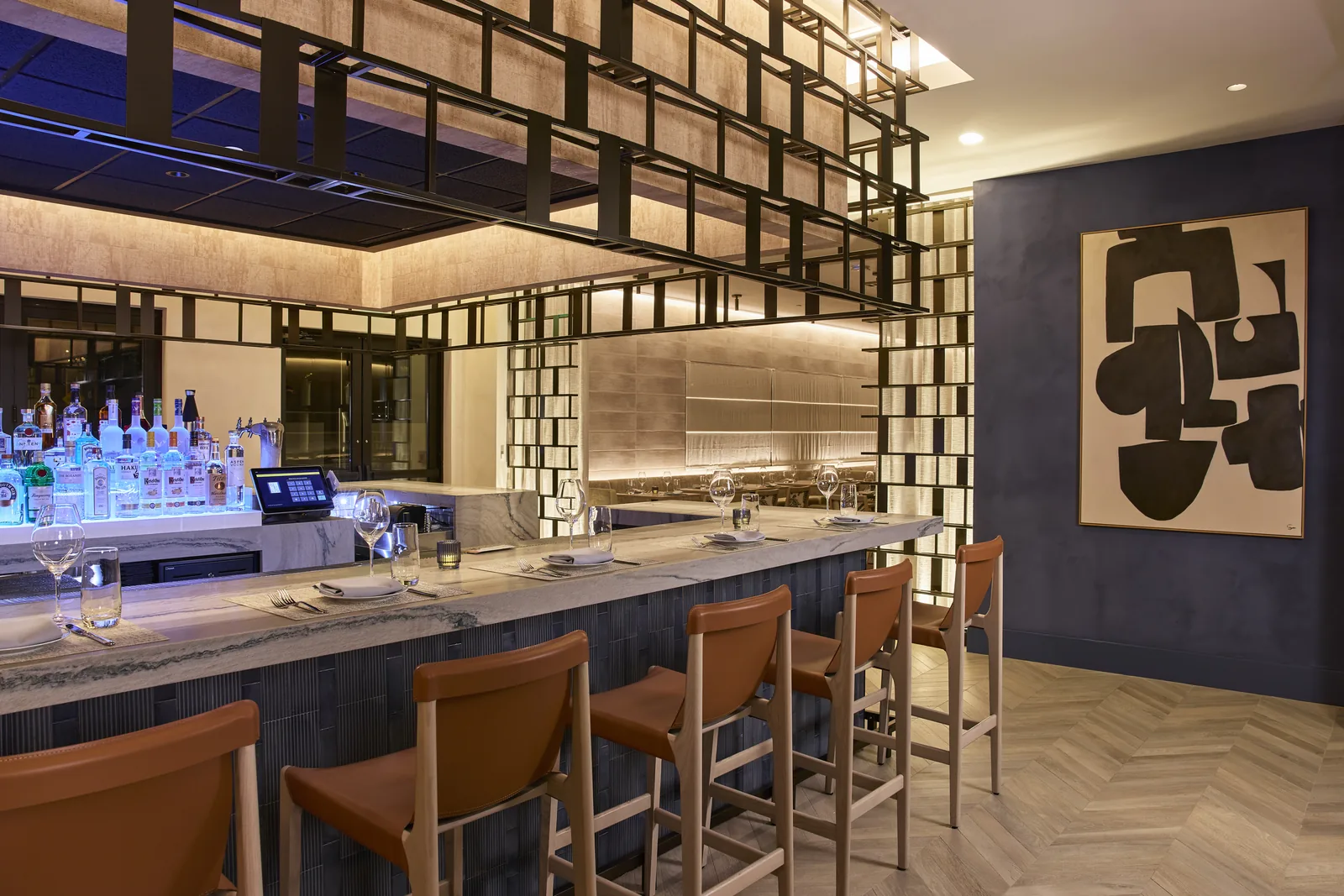 Commercial bar counter and tile finish